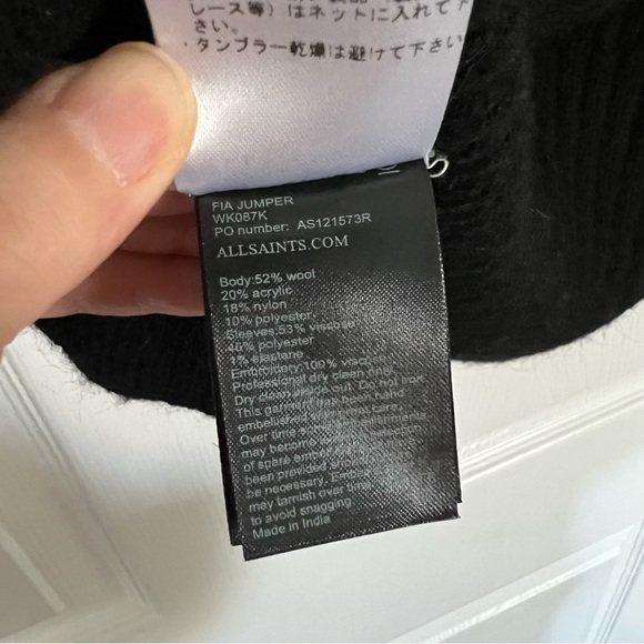 NWT ALLSAINTS
Fia Embroidered Sweater In Black XS - Picture 9 of 9